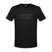 tričko Audi nápis Audi kruhy v Carbon vzhledu černá barva pánské