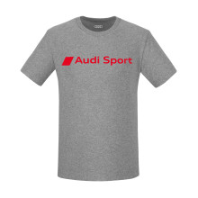 tričko Audi nápis Audi Sport pánské šedá barva grey melange
